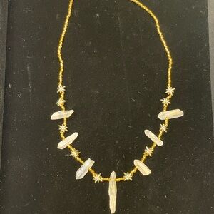 Gold Crystal Point & Star Necklace